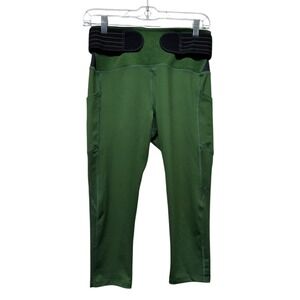 Tommie Copper Lower Back Support Capri Legging Sz M‎ Green Adjustable Straps